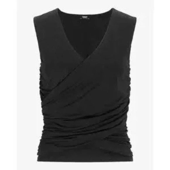 EXPRESS NWOT Body Contour Silky Wrap Tank black size XS - Picture 3 of 9